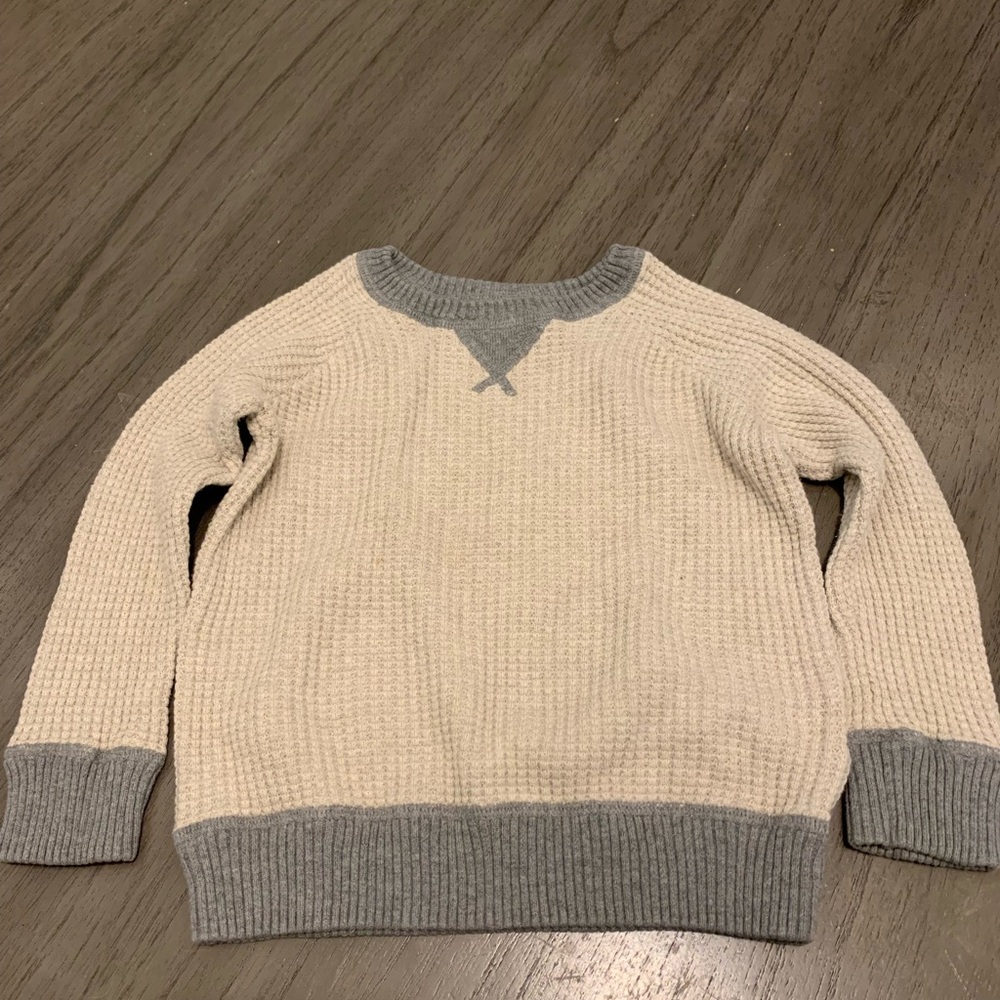 GAP Kids' Waffle Knit Sweater in Cream and Gray